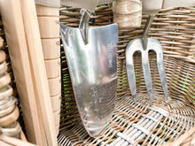 Load image into Gallery viewer, Personalised Garden Fork and Trowel with Willow Basket Set