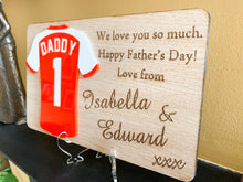 Load image into Gallery viewer, Personalised Father's Day Football Wooden Plaque