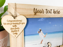 Load image into Gallery viewer, Personalised Engagement Bridge Natural Wood Photo Frame
