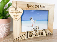 Load image into Gallery viewer, Personalised Engagement Bridge Natural Wood Photo Frame