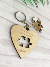 Load image into Gallery viewer, Personalised Heart and Jigsaw Key Ring