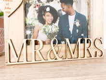 Load image into Gallery viewer, Personalised Wedding Mr & Mrs Natural Wood Photo Frame - Classic Style