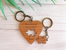 Load image into Gallery viewer, Personalised Heart and Jigsaw Key Ring