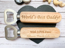 Load image into Gallery viewer, Personalised World's Best Bottle Opener - Natural Finish