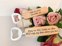 Load image into Gallery viewer, Personalised Valentines Day Wooden Beer Bottle Opener
