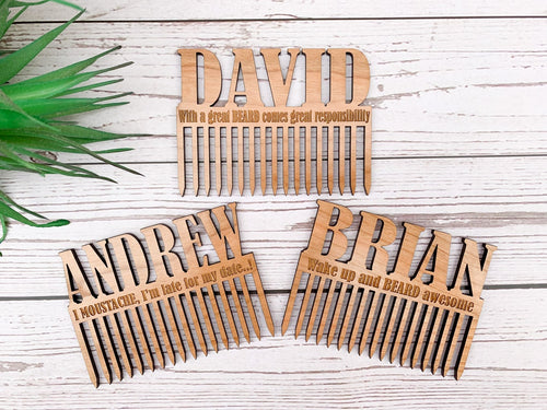 Personalised Unique Design Wooden Beard and Moustache Comb