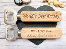 Load image into Gallery viewer, Personalised World's Best Bottle Opener - Beeswax Finish