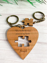 Load image into Gallery viewer, Personalised Heart and Jigsaw Key Ring