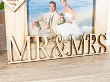 Load image into Gallery viewer, Personalised Wedding Mr & Mrs Natural Wood Photo Frame
