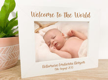 Load image into Gallery viewer, Personalised Newborn Baby White Photo Frame