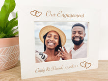 Load image into Gallery viewer, Personalised Engagement Linked Hearts White Photo Frame
