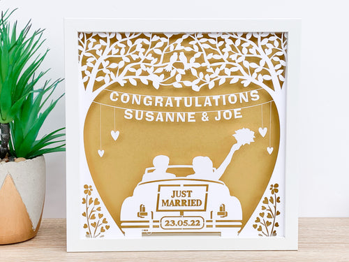 Personalised Wedding or Anniversary Paper Cut Frame - Unique Gift Idea