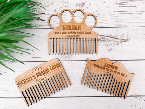 Personalised Unique Beard and Moustache Comb - Next Day Delivery