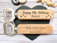 Load image into Gallery viewer, Personalised Birthday Bottle Opener - Beeswax Finish