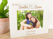 Load image into Gallery viewer, Personalised Best Auntie White Photo Frame - Heart Style