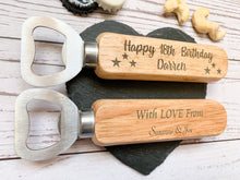 Load image into Gallery viewer, Personalised Birthday Bottle Opener - Beeswax Finish