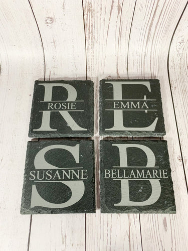 Personalised Initial and Name Drink, Wine Slate Coaster