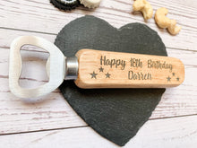 Load image into Gallery viewer, Personalised Birthday Bottle Opener - Beeswax Finish