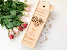 Load image into Gallery viewer, Personalised Mr & Mrs Wedding Heart Champagne Box