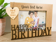 Load image into Gallery viewer, Personalised Happy Birthday Oak Photo Frame Gift