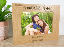 Load image into Gallery viewer, Personalised Best Auntie Engraved Oak Frame - Heart Style