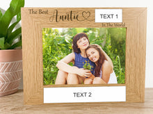 Load image into Gallery viewer, Personalised Best Auntie Engraved Oak Frame - Heart Style