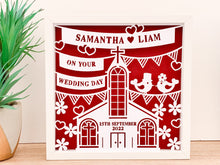 Load image into Gallery viewer, Personalised Wedding Lovebirds Paper Cut Frame