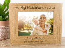 Load image into Gallery viewer, Personalised Best Grandma Birthday Oak Photo Frame