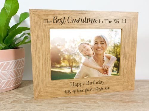 Personalised Best Grandma in The World Birthday Photo Frame Gift