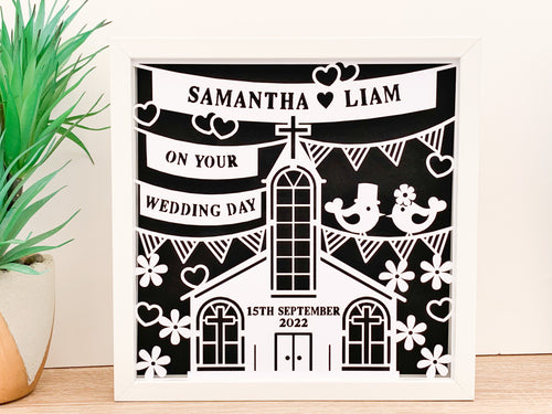 Personalised Wedding Lovebirds Paper Cut Frame - Unique Gift