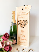 Load image into Gallery viewer, Personalised Mr & Mrs Wedding Heart Champagne Box