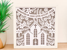 Load image into Gallery viewer, Personalised Wedding Floral Paper Cut Frame - Unique Gift Idea