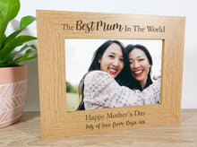 Load image into Gallery viewer, Personalised Best Mum in The World Mother's Day Photo Frame Gift - Next day delivery