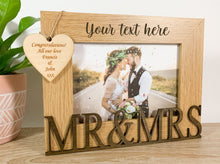 Load image into Gallery viewer, Personalised Wedding Mr & Mrs Oak Photo Frame