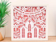 Load image into Gallery viewer, Personalised Wedding Floral Paper Cut Frame