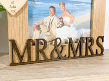 Load image into Gallery viewer, Personalised Wedding Mr & Mrs Oak Photo Frame - Classic Style