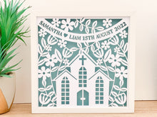 Load image into Gallery viewer, Personalised Wedding Floral Paper Cut Frame