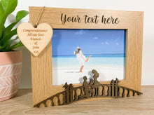 Load image into Gallery viewer, Personalised Engagement Bridge Oak Photo Frame