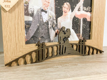 Load image into Gallery viewer, Personalised Wedding Bride & Groom Oak Photo Frame