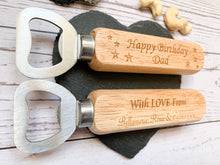 Load image into Gallery viewer, Personalised Happy Birthday Bottle Opener - Natural Finish
