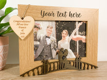 Load image into Gallery viewer, Personalised Wedding Bride & Groom Oak Photo Frame