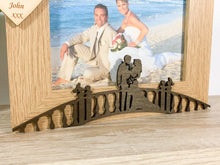 Load image into Gallery viewer, Personalised Wedding Bride & Groom Oak Photo Frame - Heart Style