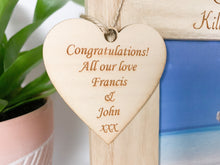 Load image into Gallery viewer, Personalised Engagement Bridge Natural Wood Photo Frame - Classic Style