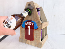 Load image into Gallery viewer, Personalised Beer Caddy With Coloured Football Shirt