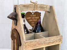 Load image into Gallery viewer, Personalised Beer Bottle Caddy With Engraved Shirt