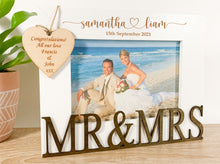 Load image into Gallery viewer, Personalised Wedding Mr & Mrs White Photo Frame - Heart Style