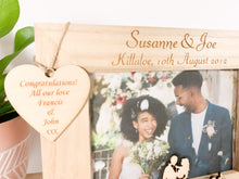 Load image into Gallery viewer, Personalised Wedding Bride & Groom Natural Wood Photo Frame - Classic Style