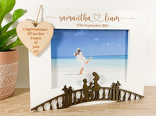 Load image into Gallery viewer, Personalised Engagement Bridge White Photo Frame - Heart Style
