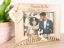 Load image into Gallery viewer, Personalised Wedding Bride & Groom Natural Wood Photo Frame - Classic Style