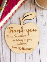 Load image into Gallery viewer, Personalised Teacher's Apple Shape Wooden Coaster